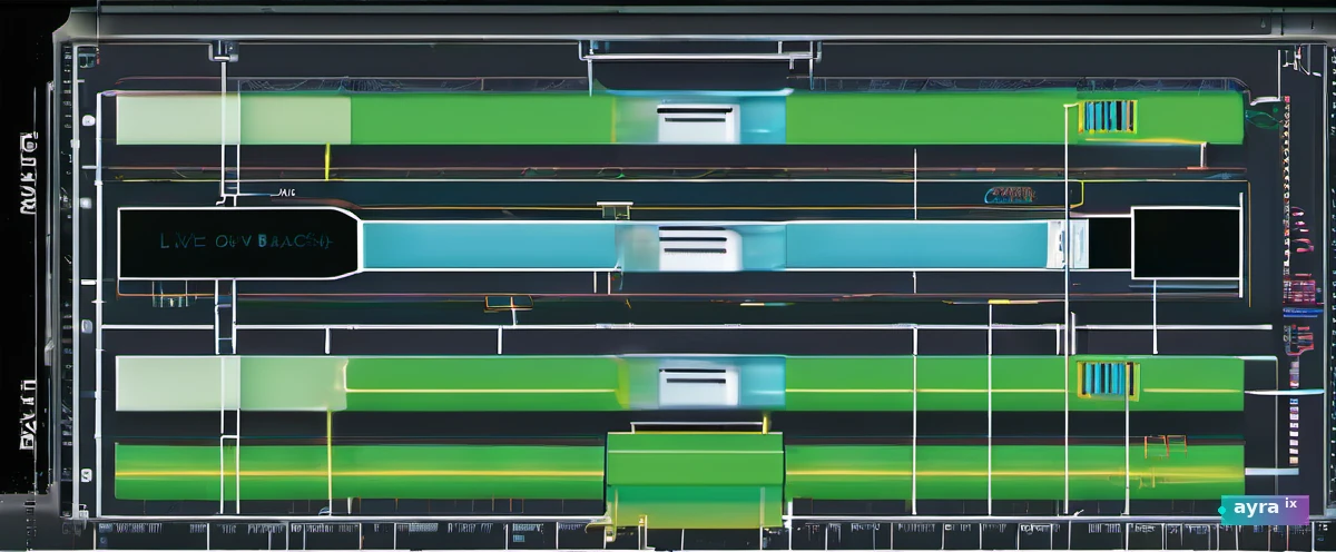 Blue-green architecture diagram: two SAP system cylinders (blue source, green target) with SLT/SDI replication arrow between them. Cutover valve redirecting traffic from blue to green. Rollback arrow back to blue. 20-minute theoretical cutover.
