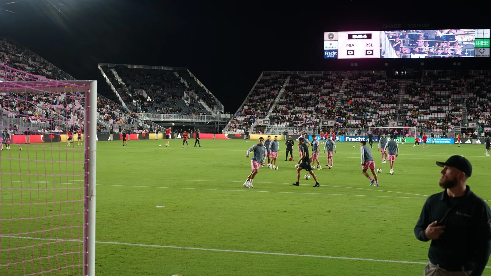 Inter Miami match scene at Chase Stadium including Lionel Messi era crowds