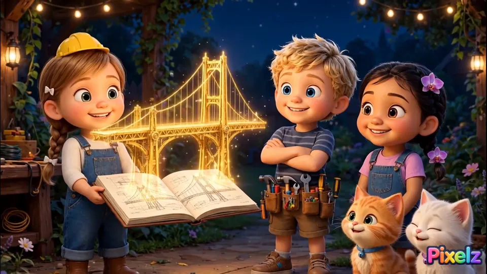Pippa showing a golden bridge drawing in her sketchbook