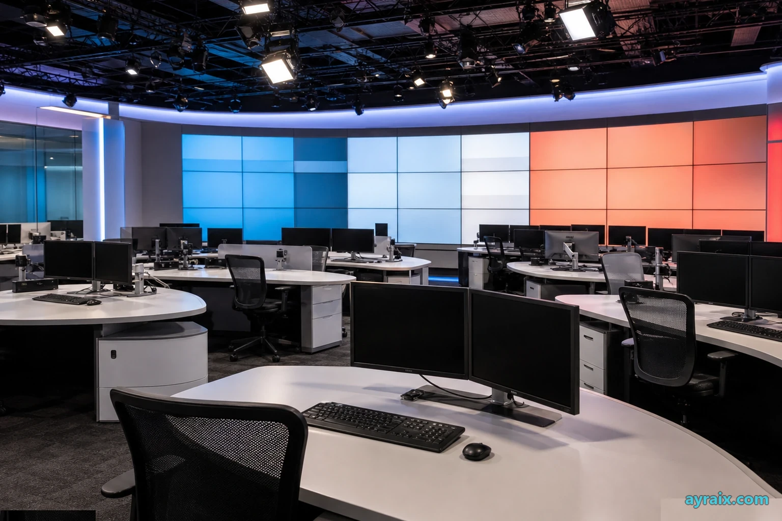 Newsroom control room — verification theater where process is more visible than proof