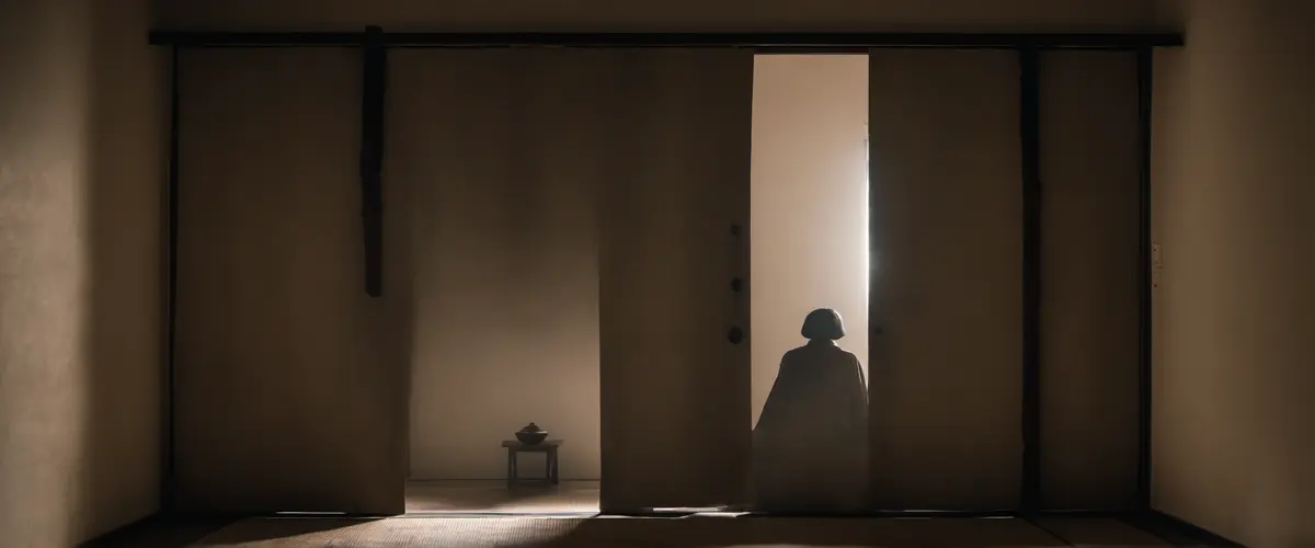 A quiet Japanese doorway at night, the threshold between withdrawal and the world — the physical architecture of hikikomori