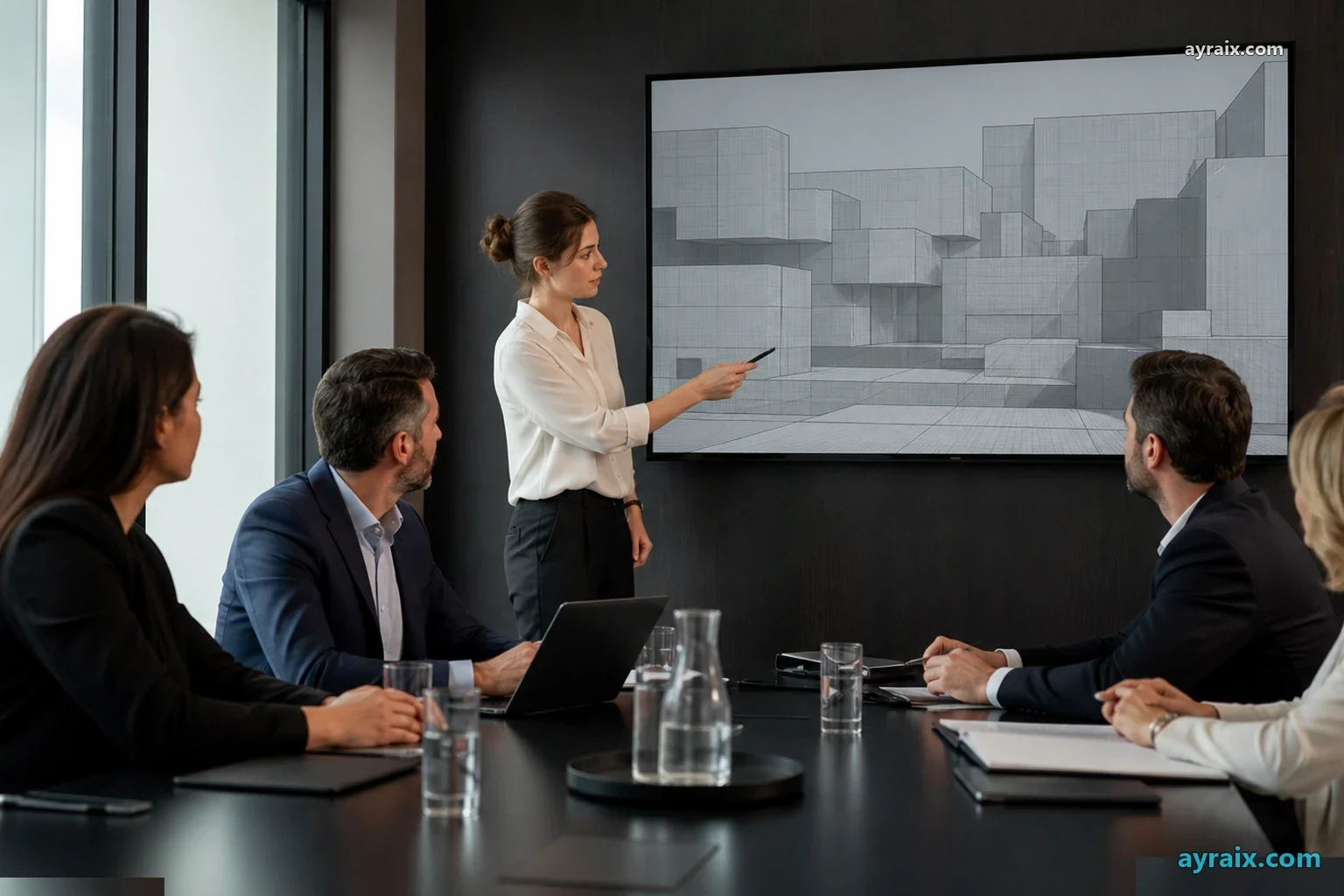 Team reviewing a failure on screen — liability scatters across vendor, deployer, and silent human