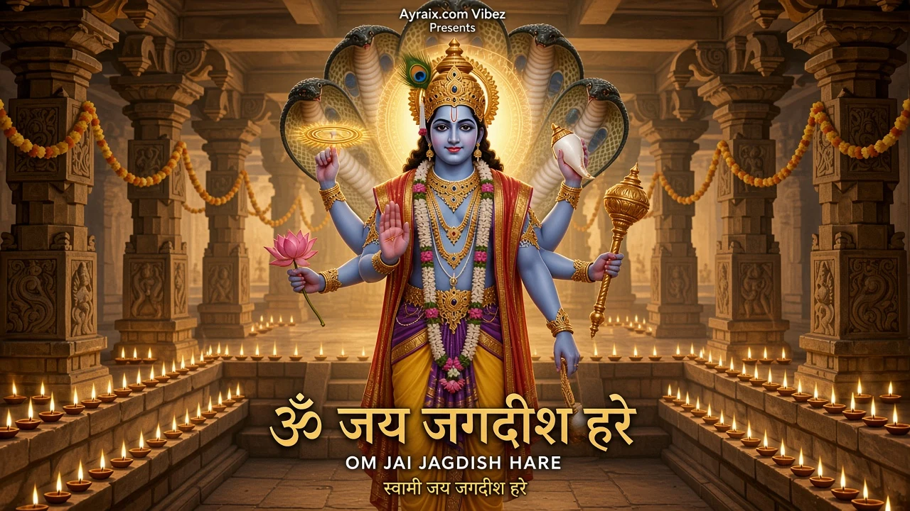 Lord Vishnu in the temple of diyas — Bhajan episode 5 poster, Om Jai Jagdish Hare
